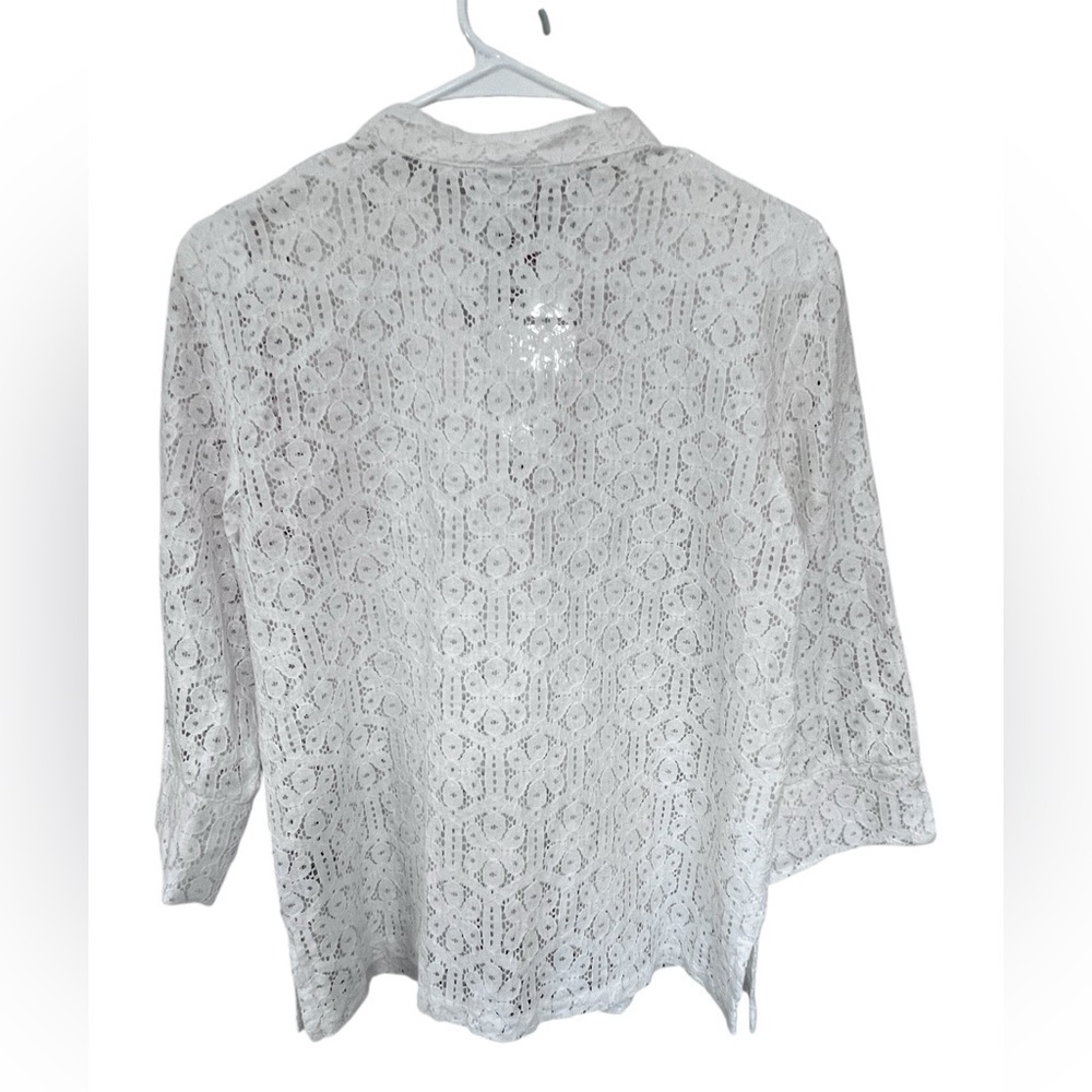Ruby Rd. White Lace Button-Up Blouse - Picture 2 of 4